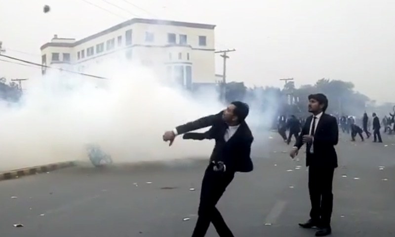 violent protest by lawyers at  lahore