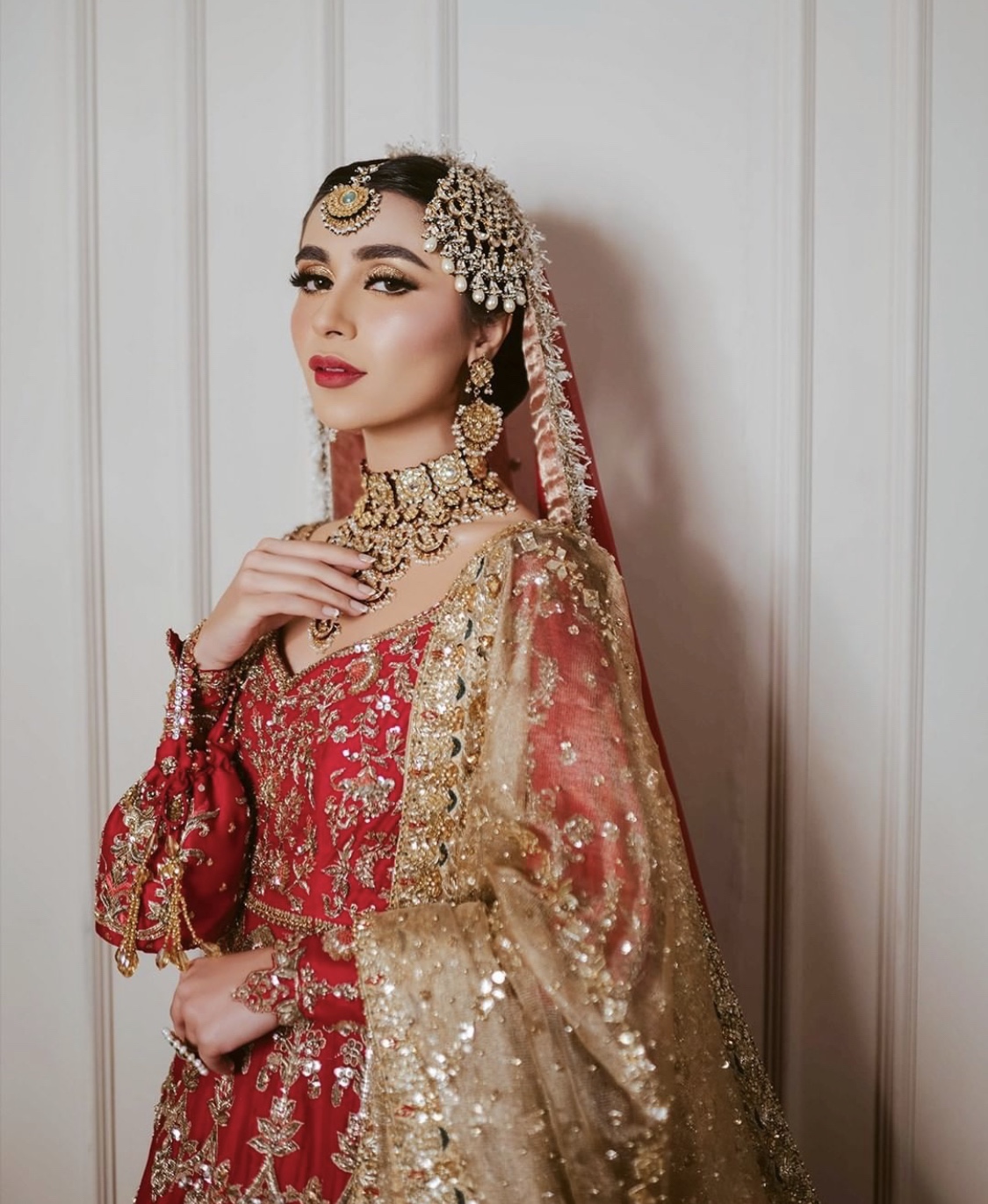 red pakistani bridal outfit